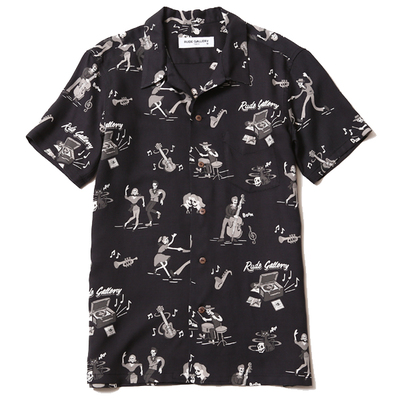 DEDALY DANCE PARTY ALOHA SHIRT(FADE BALCK) DEDALY DANCE PARTY ALOHA SHIRT(FADE BALCK)