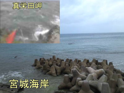 台風接近中の真栄田岬と宮城海岸