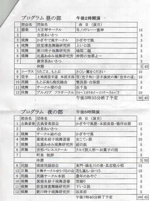 本部町文化協会☆第4回文化祭(舞台部門)プログラム