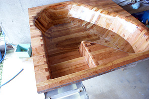 木彫りのお風呂の作り方_防水加工