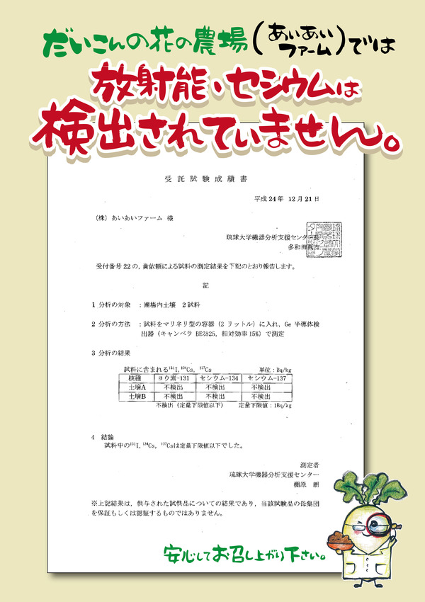 放射能・セシウム不検出