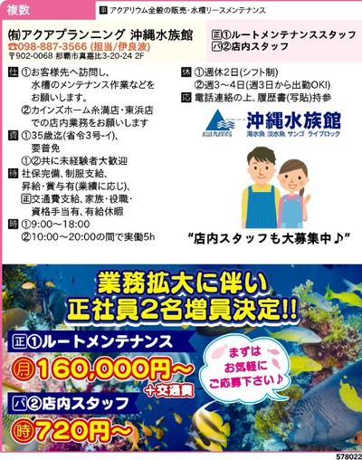 沖縄水族館 メンテナンスブログ 求人募集中です 艸