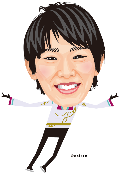 似顔絵イラストはいかが 沖縄県うるま市より 羽生結弦選手 オリンピック連覇達成