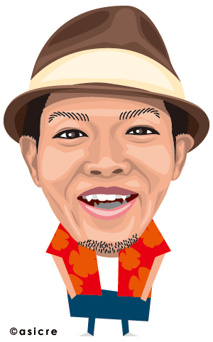 かりゆし58　前川真悟　似顔絵イラスト