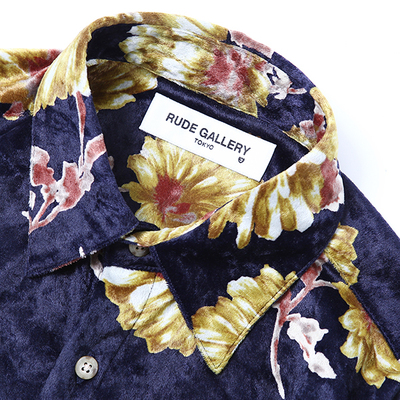 VELOUR SHIRT – FLOWER(NAVY) / RUDE GALLERY