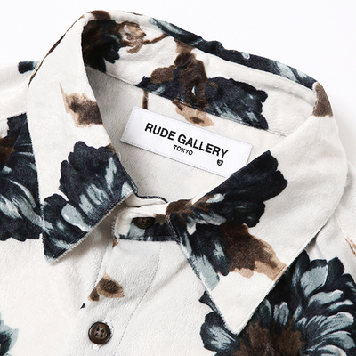 VELOUR SHIRT – FLOWER(WHITE) / RUDE GALLERY