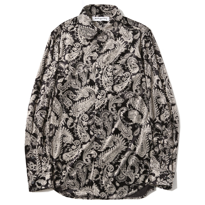 VELOUR SHIRT -PAISELY(BLK/BEI,NAVY/BEI)