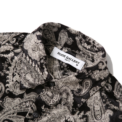 VELOUR SHIRT -PAISELY(BLK/BEI,NAVY/BEI)