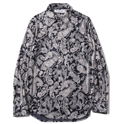 VELOUR SHIRT -PAISELY(BLK/BEI,NAVY/BEI)