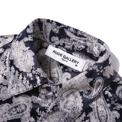 VELOUR SHIRT -PAISELY(BLK/BEI,NAVY/BEI)