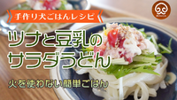 【犬の手作りご飯レシピ】ツナ水煮缶で作る簡単サラダうどん【動画】 2021/08/23 12:03:19