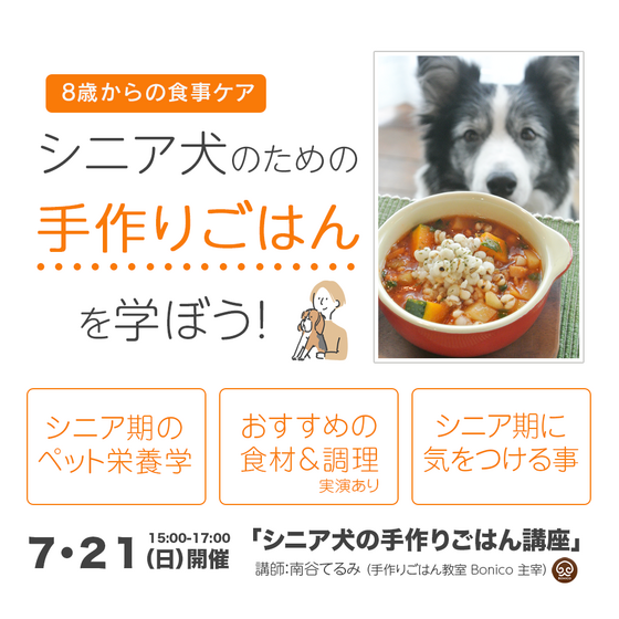 【PETBOX那覇】7/21 シニア犬の手作りごはん講座 を開催します！