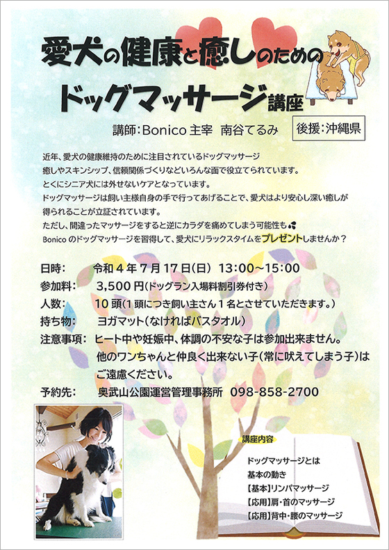 【7/17奥武山公園】ドッグマッサージ講座を開催します