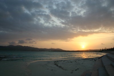只今の夕日です！