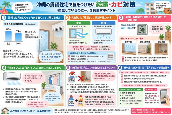 沖縄の賃貸住宅で気をつけたい結露・カビ対策