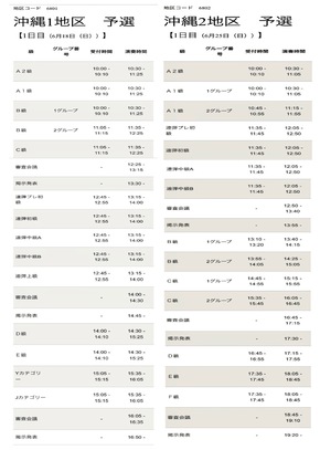 PTNA沖縄１,2予選時間割