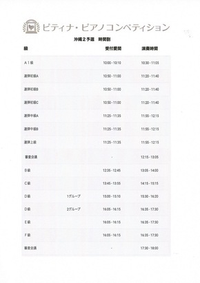 PTNA沖縄2予選時間割