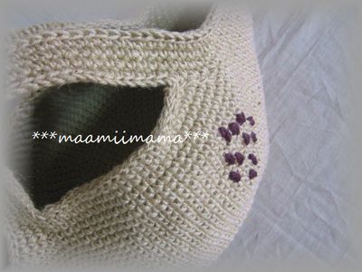 ハンドメイド：麻ひもシンプルバック丸底　Freckles　＃34
