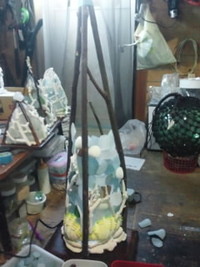 シーグラスランプ製作中