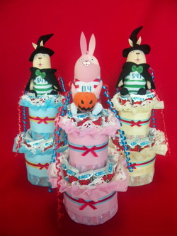 ウサビッチのうまい棒タワー ハロウィン 七紬のおむつケーキ タオルケーキ Nanatsumugi