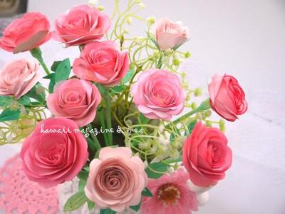 Kawaii Magazine 手作り工房のあ 百均活用 ピンクのバラの花 ダイソー