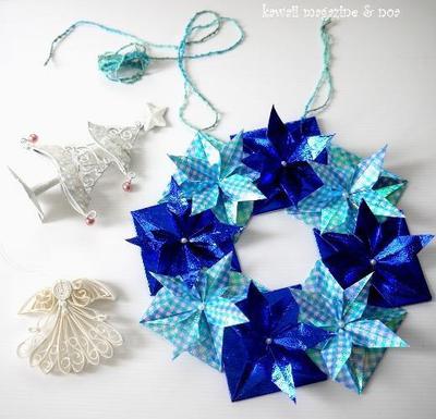 ■折り紙でクリスマスの手作りリース♪とても素敵♪