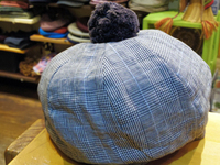 glen check linen beret