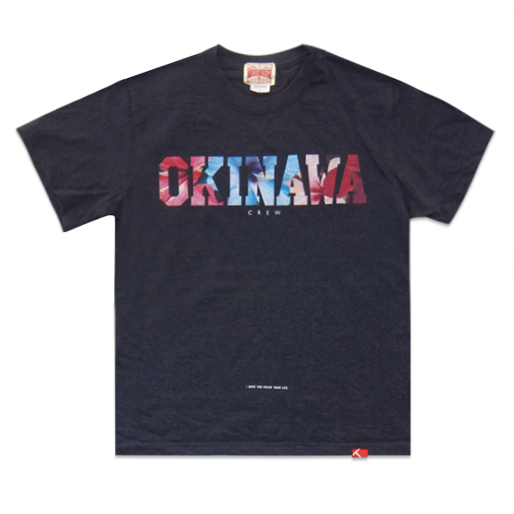 OKINAWA logo T-shirt Tシャツ屋ドットコム ダークヘザーネイビー