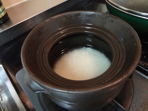 男の料理　土鍋飯　スープとのコラボレーション　雑炊風